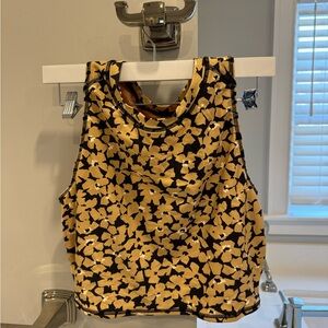 Madewell Black and Tan Floral Tank Top